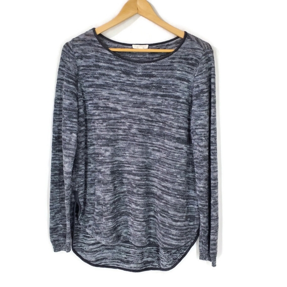 Eileen Fisher Organic Linen Cotton Lightweight Sweater Heathered Dark Gray M - Picture 3 of 8